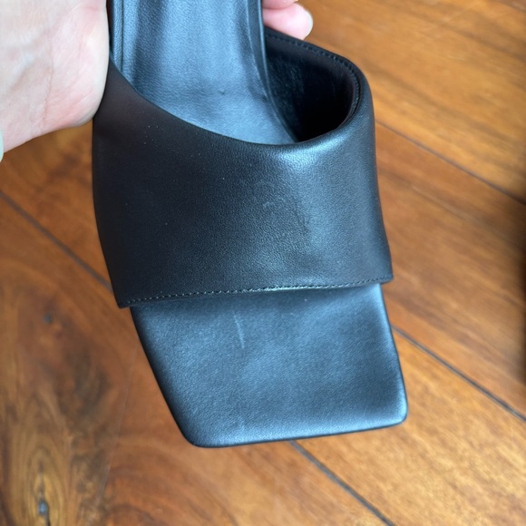 RAYE Abie Heel in Black Slip on Mules Square Toe 8 - Picture 7 of 9